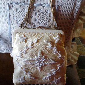 Vintage Adele Miami Beaded, Soft Leather Clutch/Shoulder Bag, Beautiful Details